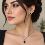 نیم ست بیضی سبز زمردی